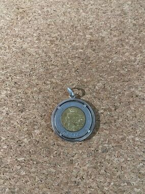 Two-Tone 500 Lira Coin Pendant Necklace Charm